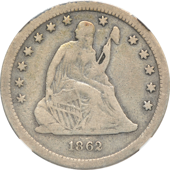 1858-S F-12, and an 1862-S VG-10, both NGC