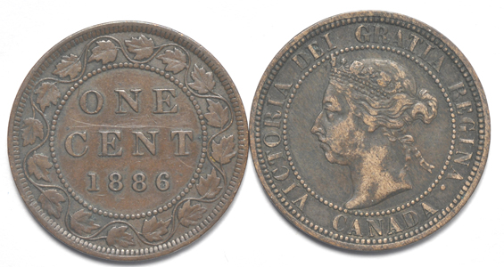 Canada - Collection of large cents, small cents, and five-cent pieces