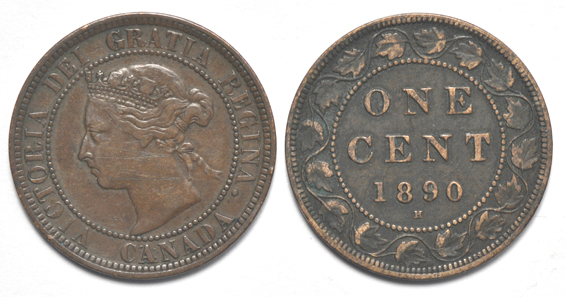 Canada - Collection of large cents, small cents, and five-cent pieces