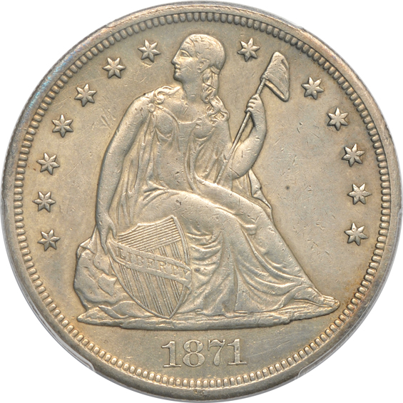 1864 cleaned, and an 1871 smoothed, both PCGS XF details