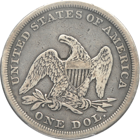 1863 PCGS F details/devices outlined