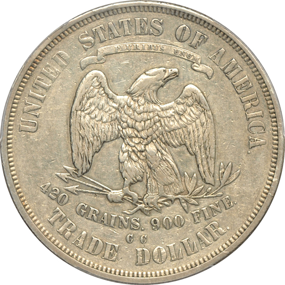 1875-CC Trade PCGS XF details/edge damage