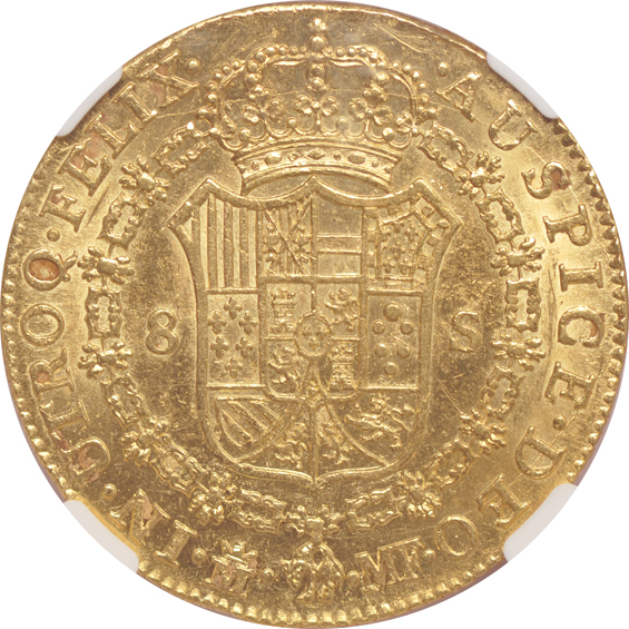 Spain - 1788-M MF 8 escudo- NGC AU details/obverse scratched