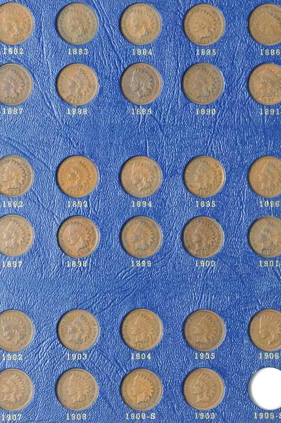 Nearly complete collection of Flying Eagle and Indian Head cents in a Whitman 9402 album