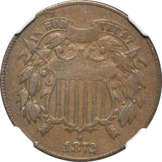 Collection of two-cent pieces and three-cent nickels in a Whitman 9436 album