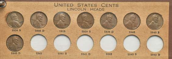 Collection of eighty-nine different Lincoln cents in a Wayte Raymond album