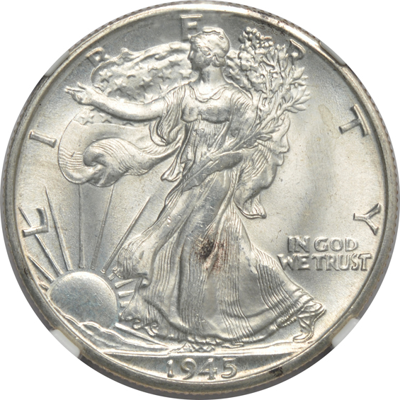 Four certified GEM Walking Liberty half-dollars