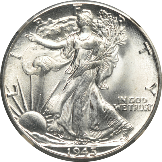Four certified GEM Walking Liberty half-dollars