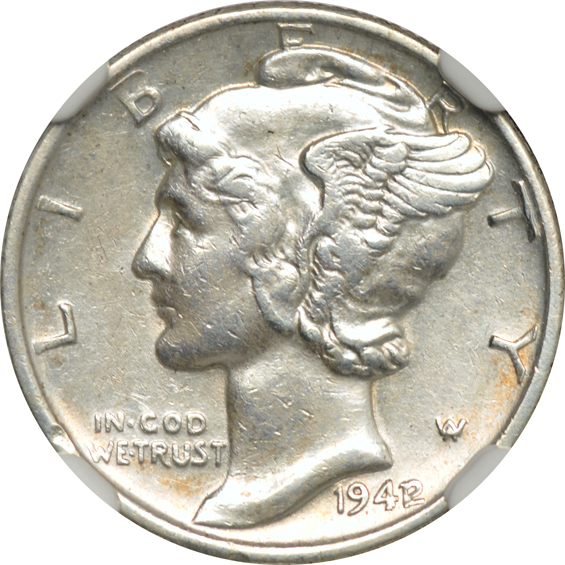 1935-S MS-65 FB, and a 1942/41 AU details/cleaned, both NGC