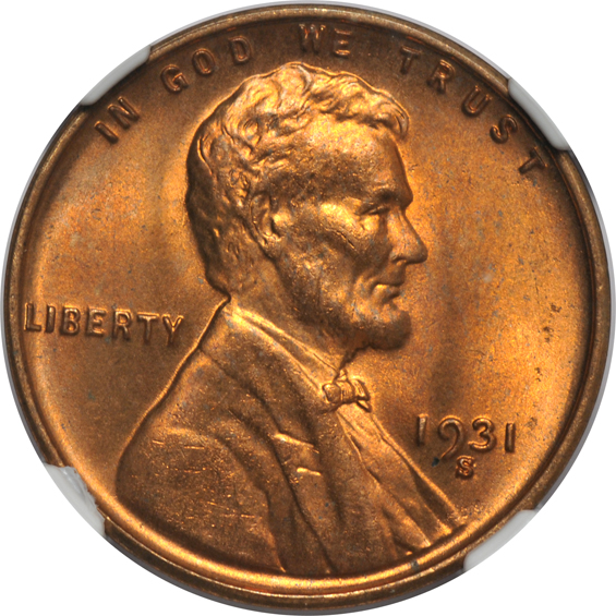 Seven 1931-S, all NGC MS-65 RB