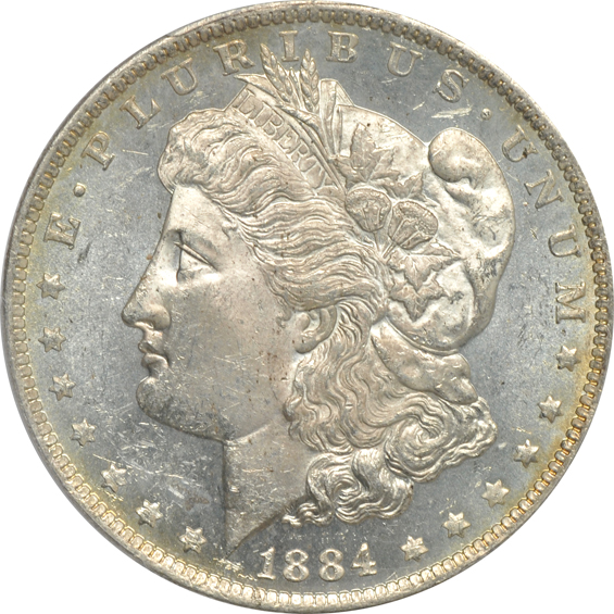 Six UNC Morgan silver dollars certified by PCGS, all New Orleans Mint