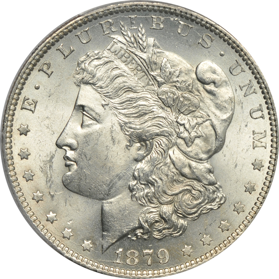 Six UNC Morgan silver dollars certified by PCGS, all New Orleans Mint