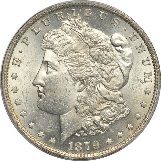 Six UNC Morgan silver dollars certified by PCGS, all New Orleans Mint