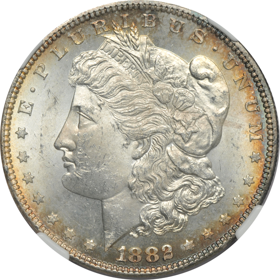 Eight UNC certified Morgan silver dollars