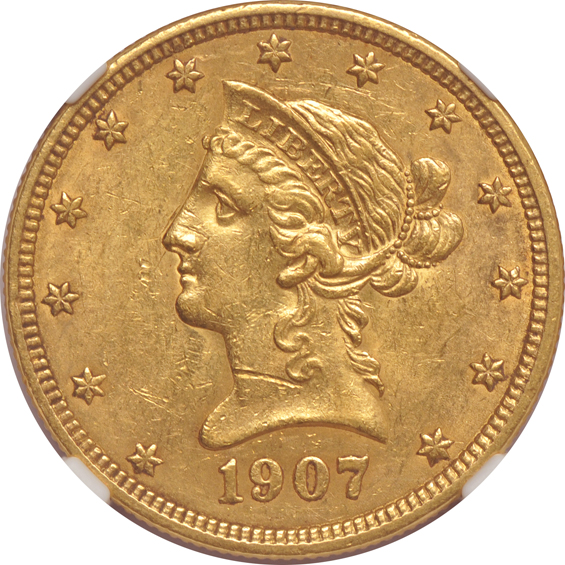1887-S MS-61, 1895 MS-61, and a 1907 AU-58, all NGC