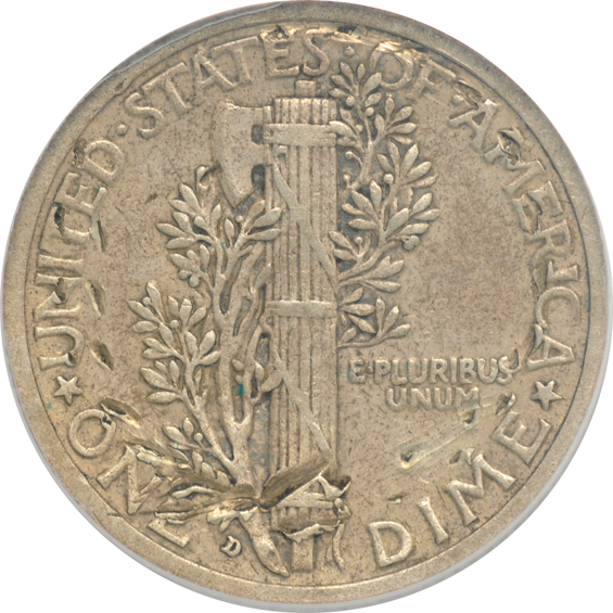 1916-D Mercury ANACS XF details/damaged