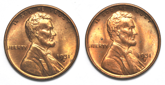 Five 1931-S, UNC details