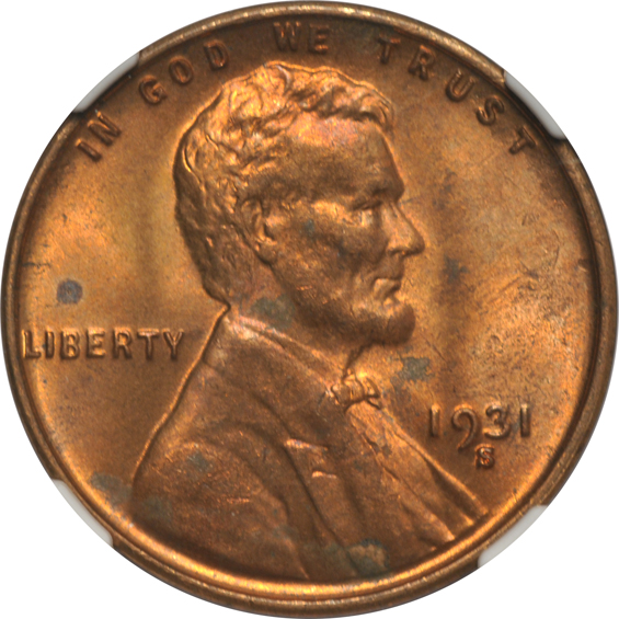 1815 Bust quarter B-1 VG details/cleaned, 1875-CC Seated Liberty quarter F-12, and a 1931-S Lincoln cent MS-63 RB, all NGC 