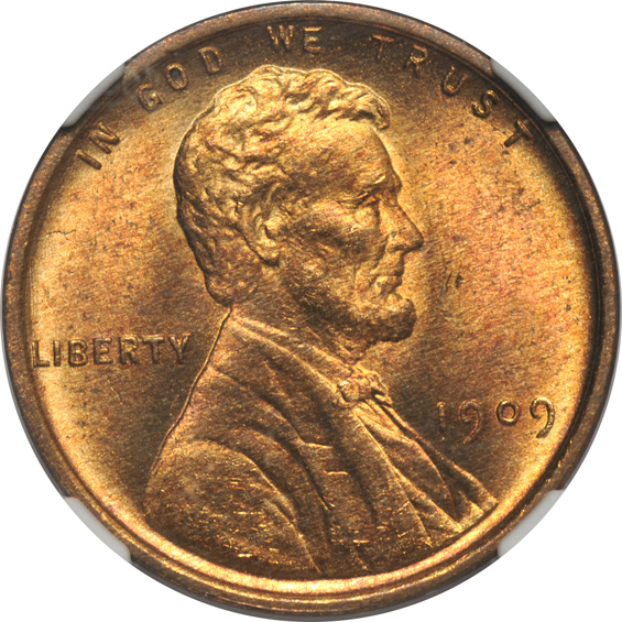 Six 1909 VDB Lincoln, all NGC MS-65 RB