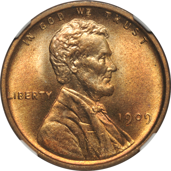 Six 1909 VDB Lincoln, all NGC MS-65 RB