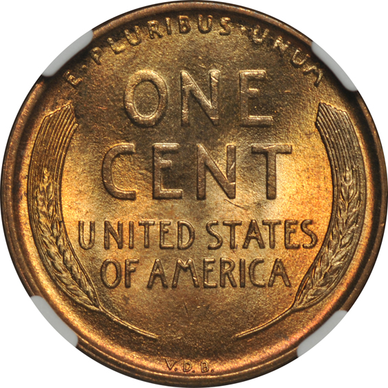Six 1909 VDB Lincoln, all NGC MS-65 RB
