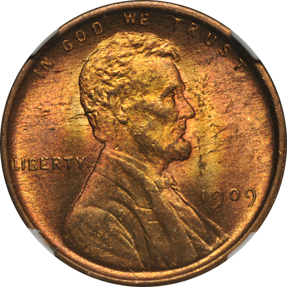 Six 1909 VDB Lincoln, all NGC MS-65 RB