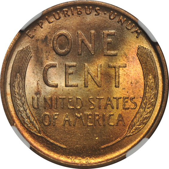 Seven 1909 VDB Lincoln, all NGC MS-64, three Red, four Red Brown