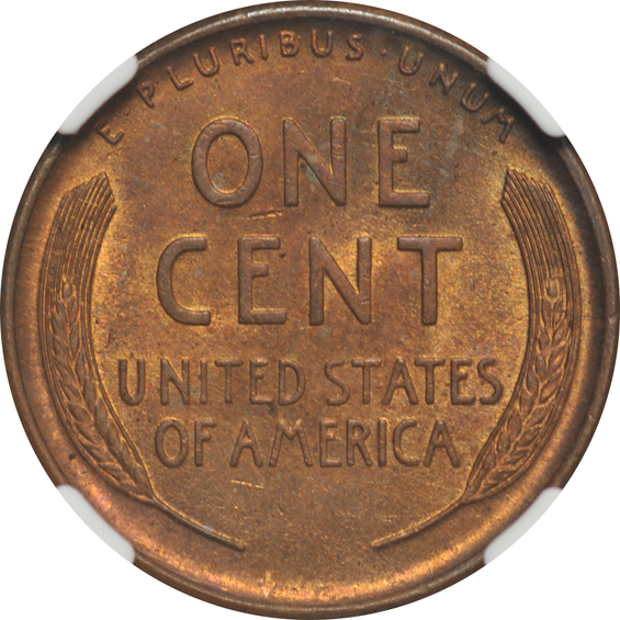 Seven 1909 VDB Lincoln, all NGC MS-64, three Red, four Red Brown