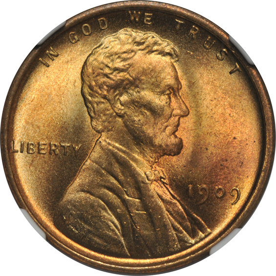 Seven 1909 VDB Lincoln, all NGC MS-66 RD