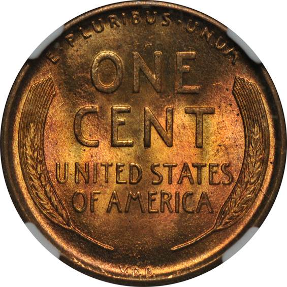 Seven 1909 VDB Lincoln, all NGC MS-66 RD