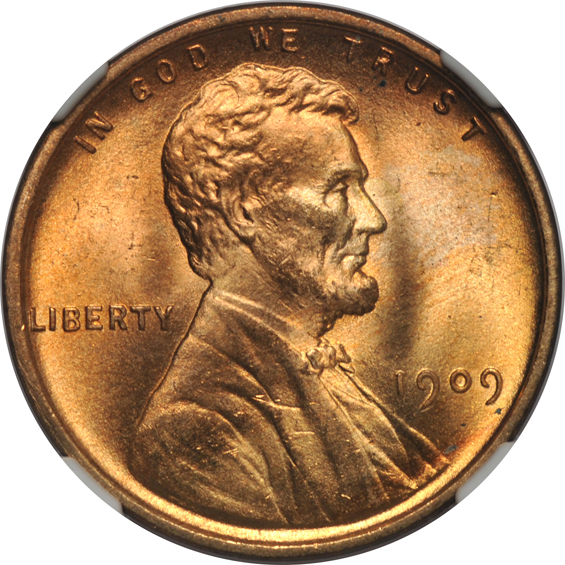 Seven 1909 VDB Lincoln, all NGC MS-66 RD