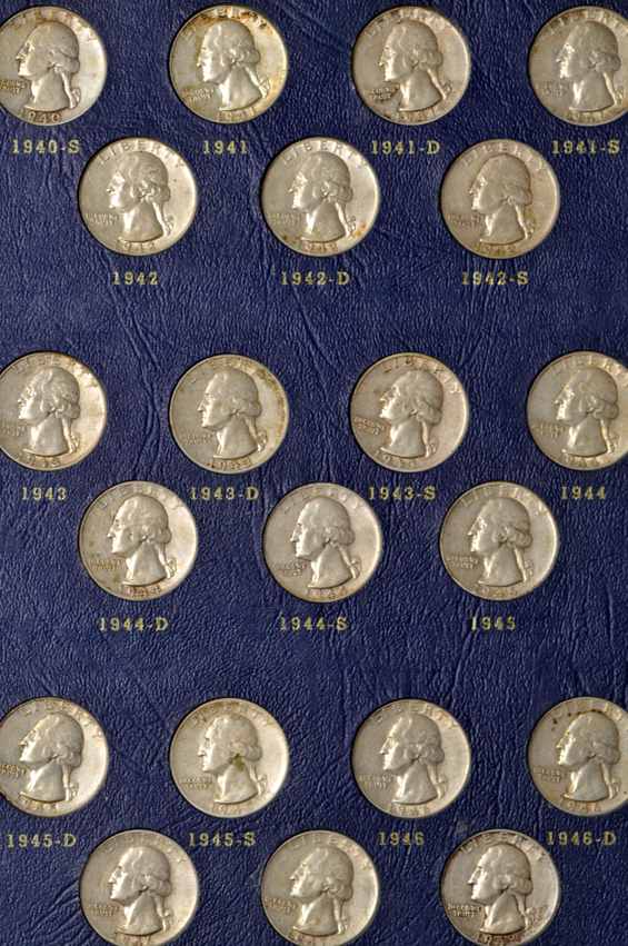 Complete collection of silver Washington quarters in a Whitman 9418 album