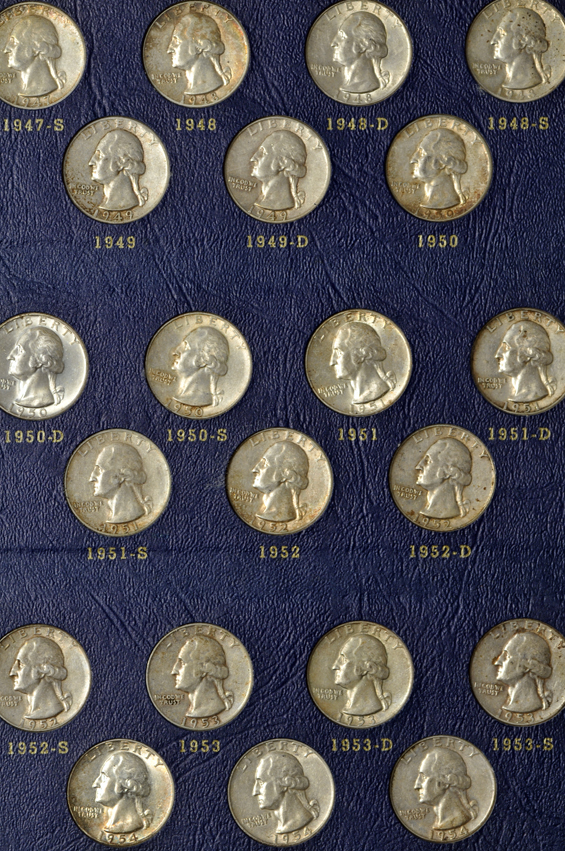 Complete collection of silver Washington quarters in a Whitman 9418 album