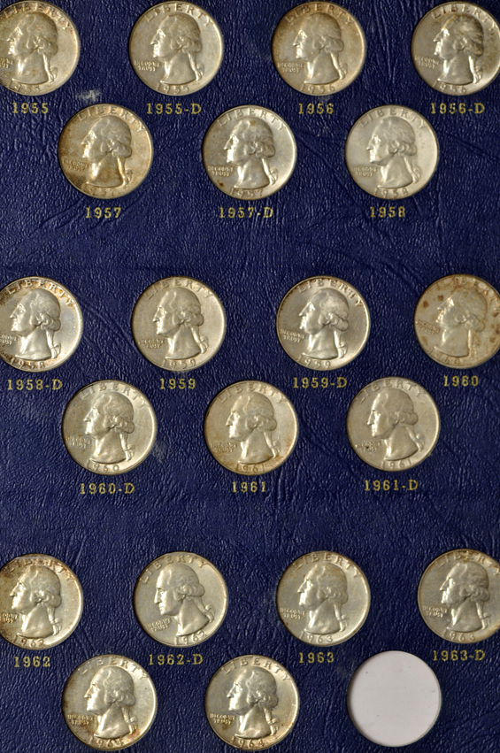 Complete collection of silver Washington quarters in a Whitman 9418 album