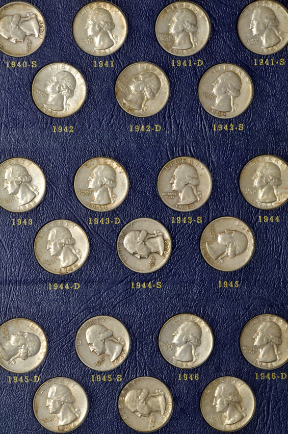 Complete collection of silver Washington quarters in a Whitman 9418 album
