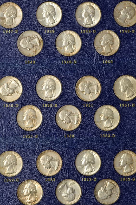 Complete collection of silver Washington quarters in a Whitman 9418 album