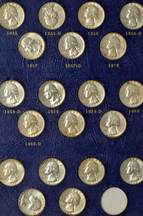 Complete collection of silver Washington quarters in a Whitman 9418 album
