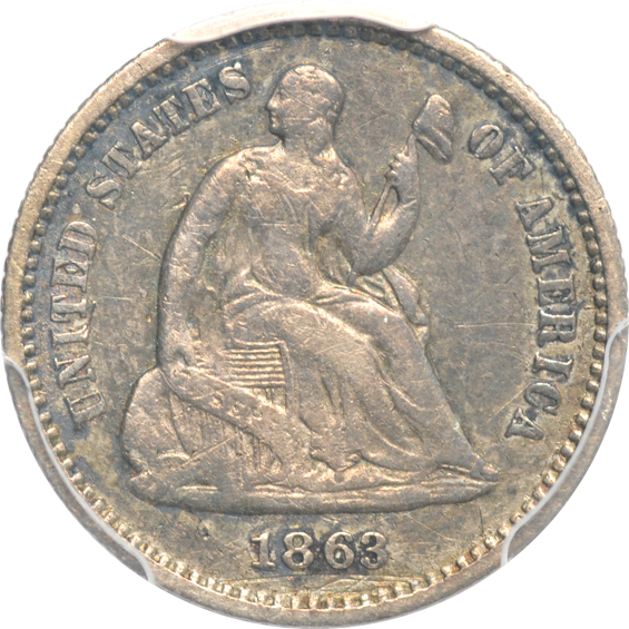 1863 VF-30, and an 1864 VF-25, both PCGS