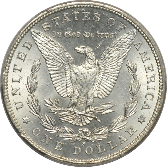 Four Morgan silver dollars in PCGS Genuine holders