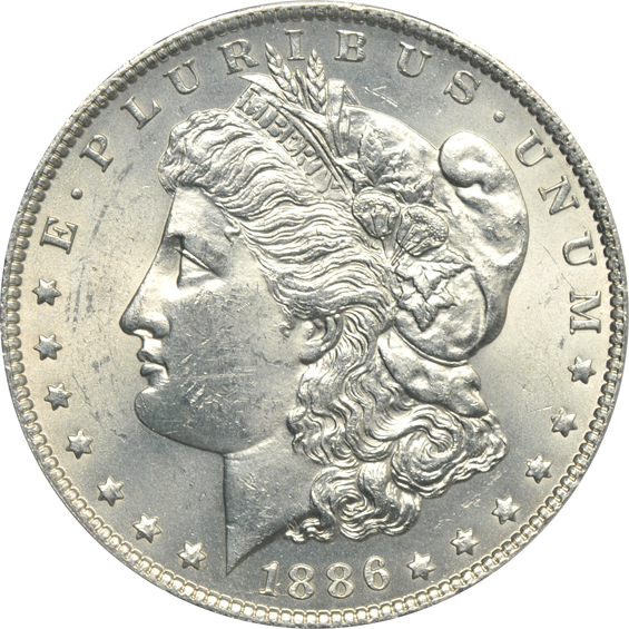 Four Morgan silver dollars in PCGS Genuine holders