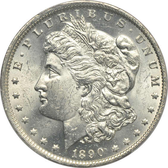 Four Morgan silver dollars in PCGS Genuine holders