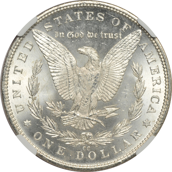 1882-CC MS-63+, 1883-CC MS-64, and an 1884-CC MS-64, all NGC