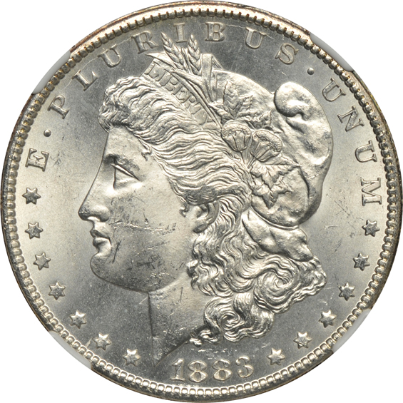 1882-CC MS-63+, 1883-CC MS-64, and an 1884-CC MS-64, all NGC