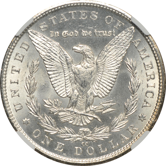 1882-CC MS-63+, 1883-CC MS-64, and an 1884-CC MS-64, all NGC