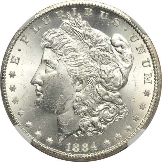1882-CC MS-63+, 1883-CC MS-64, and an 1884-CC MS-64, all NGC