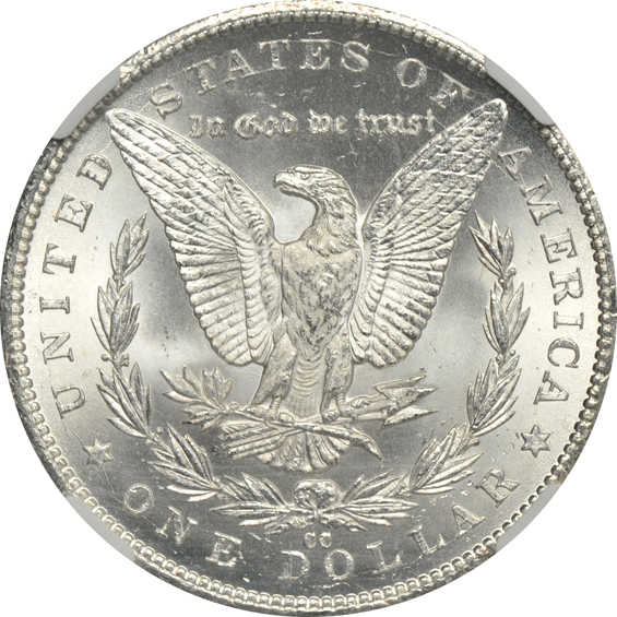 1882-CC MS-63+, 1883-CC MS-64, and an 1884-CC MS-64, all NGC