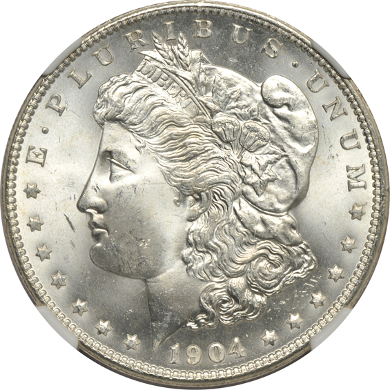 1884-O MS-66, 1896 MS-65, and a 1904-O MS-65, all NGC CAC