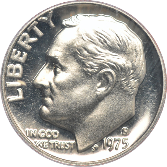 Five Proof Roosevelt dimes certified by PCGS