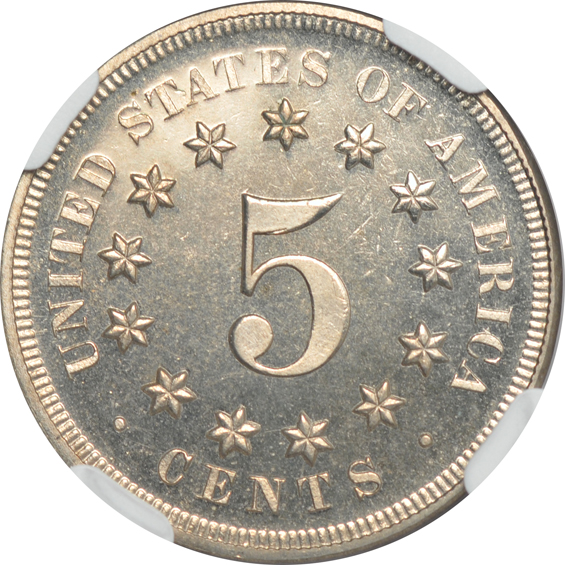 1867 No Rays NGC PR-65 CAMEO