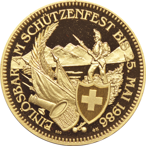 Multiple - 1865-A Austria florin, and a 1986 Switzerland gold 1000 francs